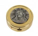 Sudbury Brass Ministerial Quality Silver Plate Ecce Homo Design - Medium Size Pyx # B3424 - holds 10 hosts