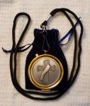 Deacon Cross 14 kt Gold Plated   7 host Pyx  Pewter Top  w/ ring, neck cord and felt bag - PYX-09