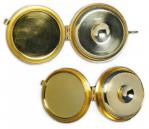14 kt Gold Plated - 7 host Pyx - Pewter Fish & Loaves Design - w/ ring for neck cord - PYX-06 1