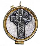 14 kt Gold Plated - 7 host Pyx - Pewter Celtic Cross Design - w/ ring for neck cord - PYX-02